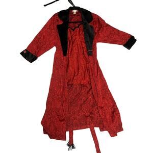 Vintage Victoria's Secret Gold Label Red Paisley Robe Gown Set Size Small